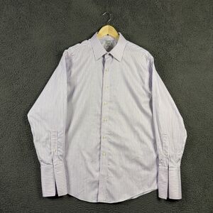 Brooks Brothers Dress Shirt Mens 16.5 34 Pink Striped Regular Fit French Cuff